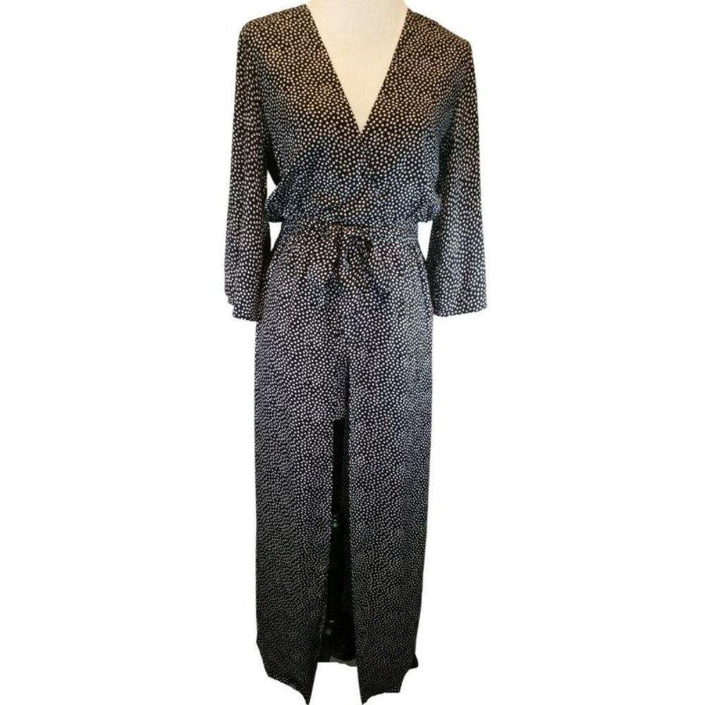 NWOT- Black & White Polka Dot Romper with Shorts & Long Overlay Size Medium